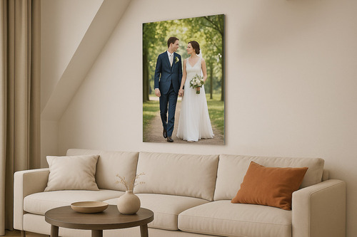 trouwfoto op aluminium verlijmd