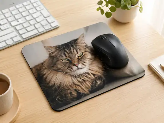 Favorite pet printed on personalized mouse pad.