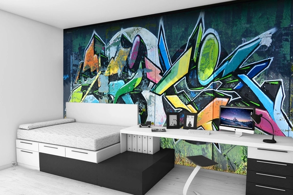 Photo wallpaper with graffiti.