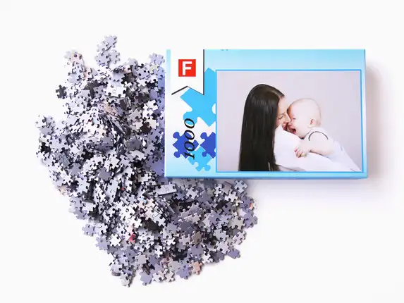 Photo puzzle with 1000 puzzle pieces 48x68 cm, with stevige doos waarop de photo wordt printed.