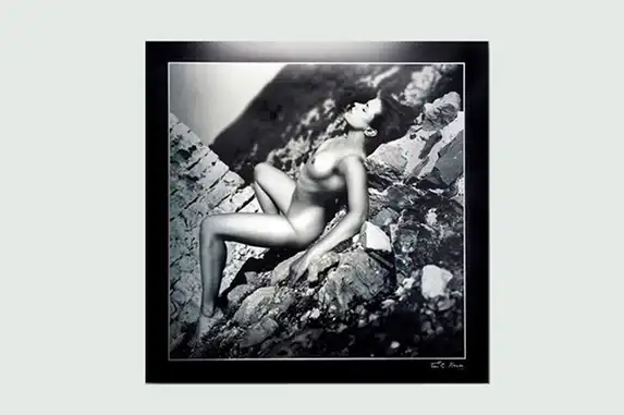 Black and white photo on aluminum with artistic look.
