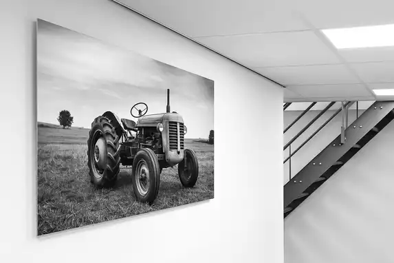 Black and white photo printed on aluminum, perfect for gallery display.
