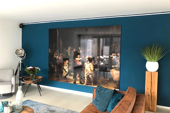 The Night Watch Rembrandt van Rijn printed on plexiglass.