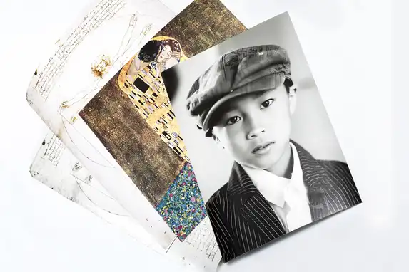 Fine art prints are characterized by thicker paper and a matte appearance.