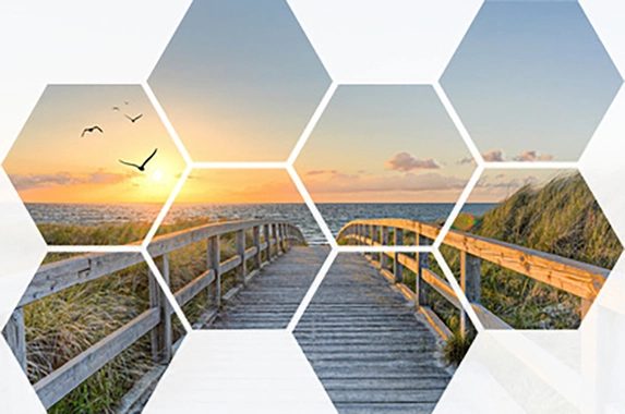 Polyptych of hexagon photos in various formations and materials!