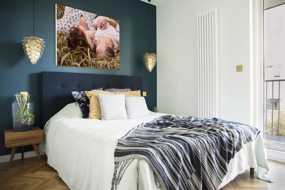 Photo on plywood, beautiful bedroom decoration.
