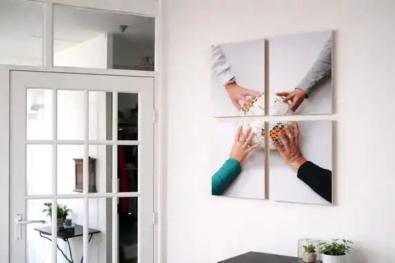Photo on plywood, beautiful living room decoration.