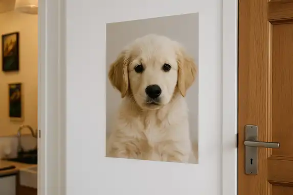 Beautiful photo poster of the sweetest dog.