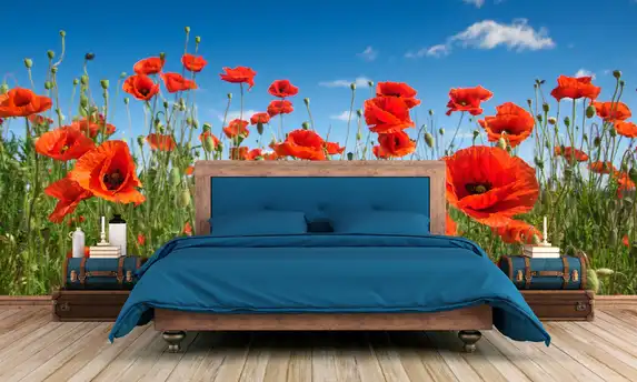 Photo wallpaper with flowers in all shapes and sizes.