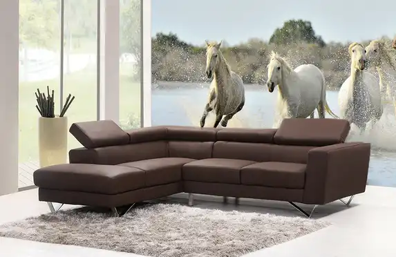 Photo wallpaper with herd of horses in surf.