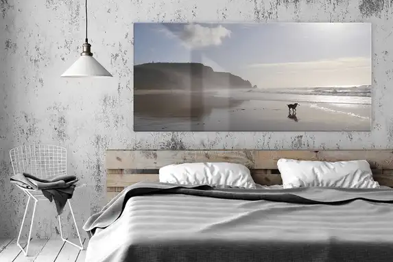 Plexiglass photo panorama in the bedroom.