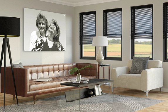 Portrait photo on aluminum in living room