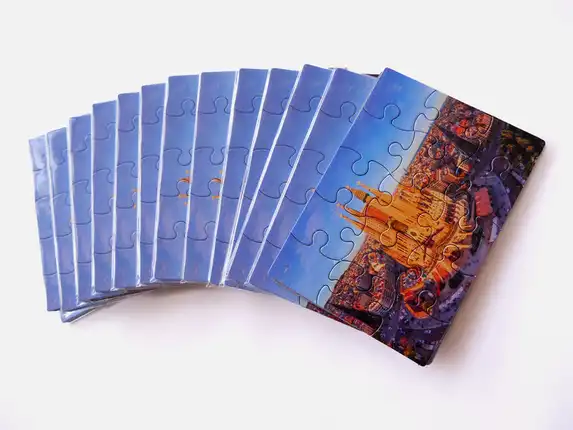 Puzzle card 13x18 cm with your own photo, per 52 pieces, nice as a wedding card or birth card.