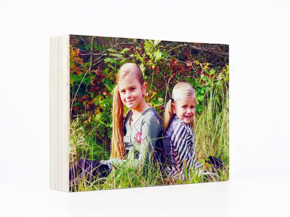 The 15 × 20 cm wooden photo block is our best-selling size.