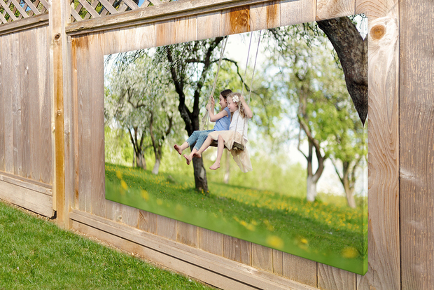 Large format garden poster stretched on a very sturdy wooden frame, will remain in top condition for many years.