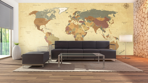 Fotobehang wereldkaart wanddecoratie